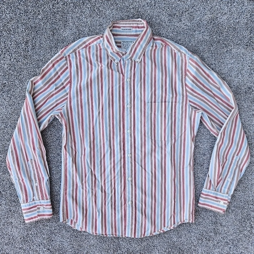 J.Crew Untucked Slim Organic Cotton Stretch Secret Wash Poplin Striped Shirt S